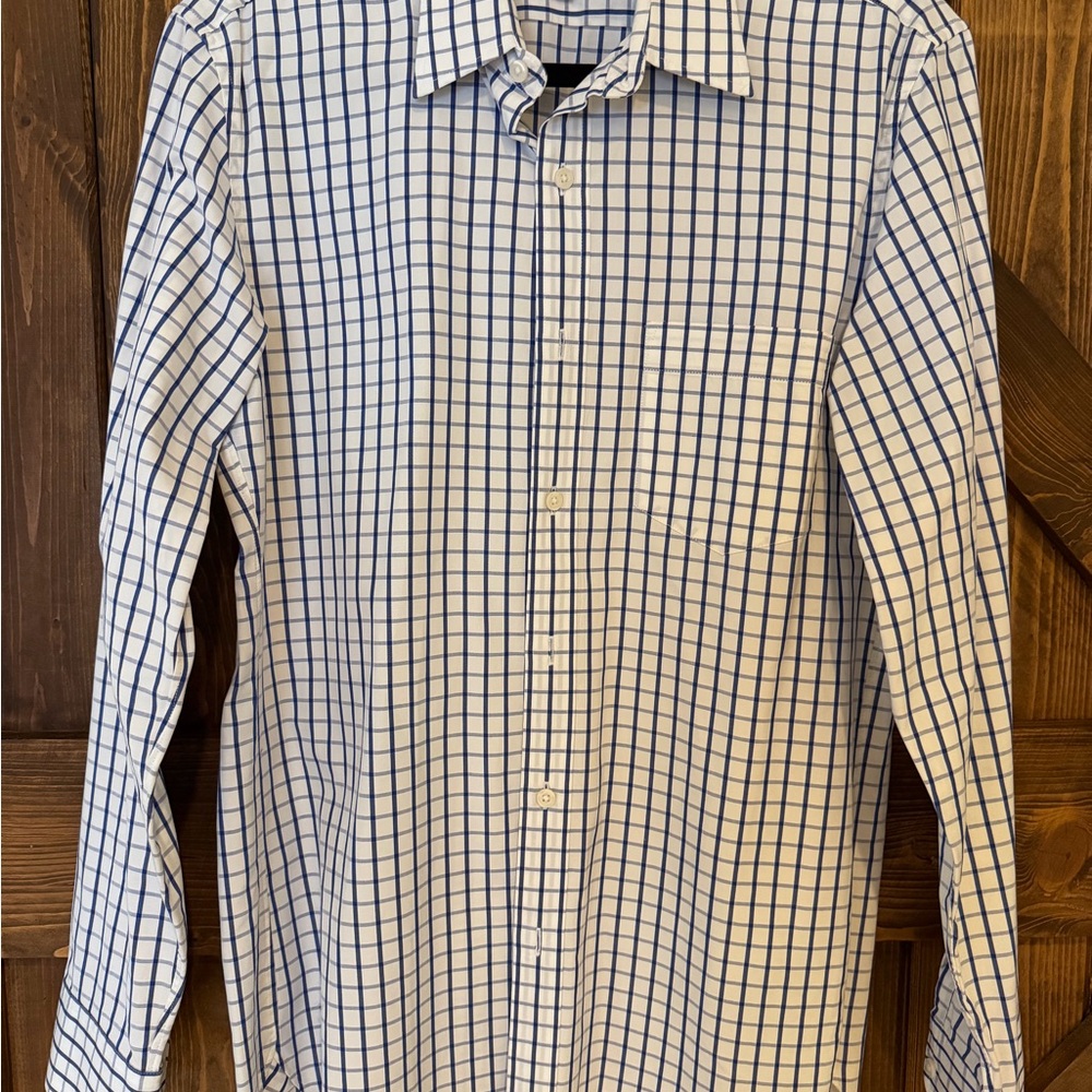 J. Crew Blue and White Checkered Dress Shirt